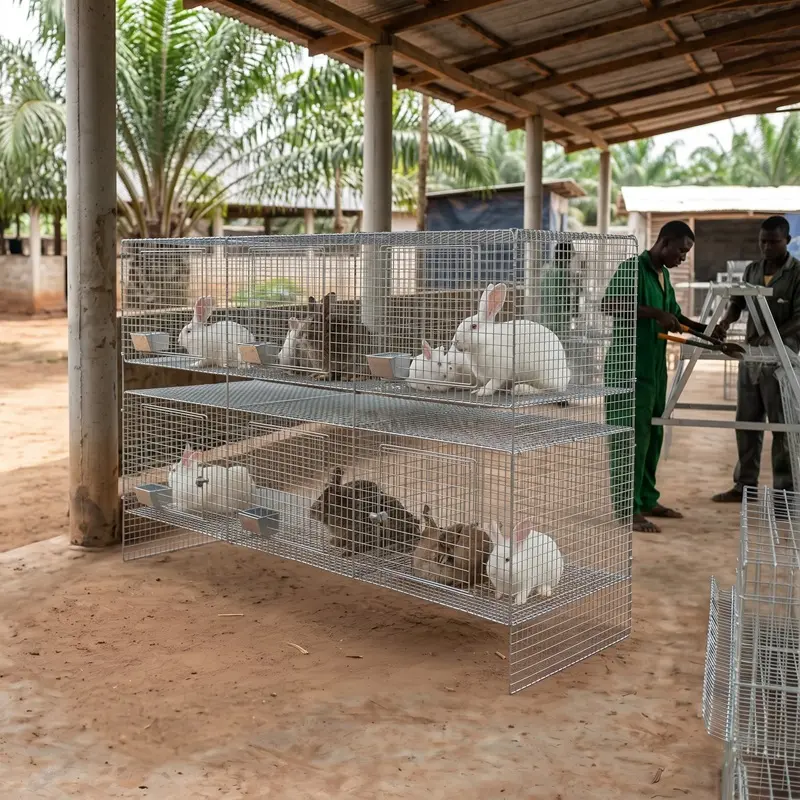 Cages Modernes Galvanisées pour Lapins - 8 Compartiments